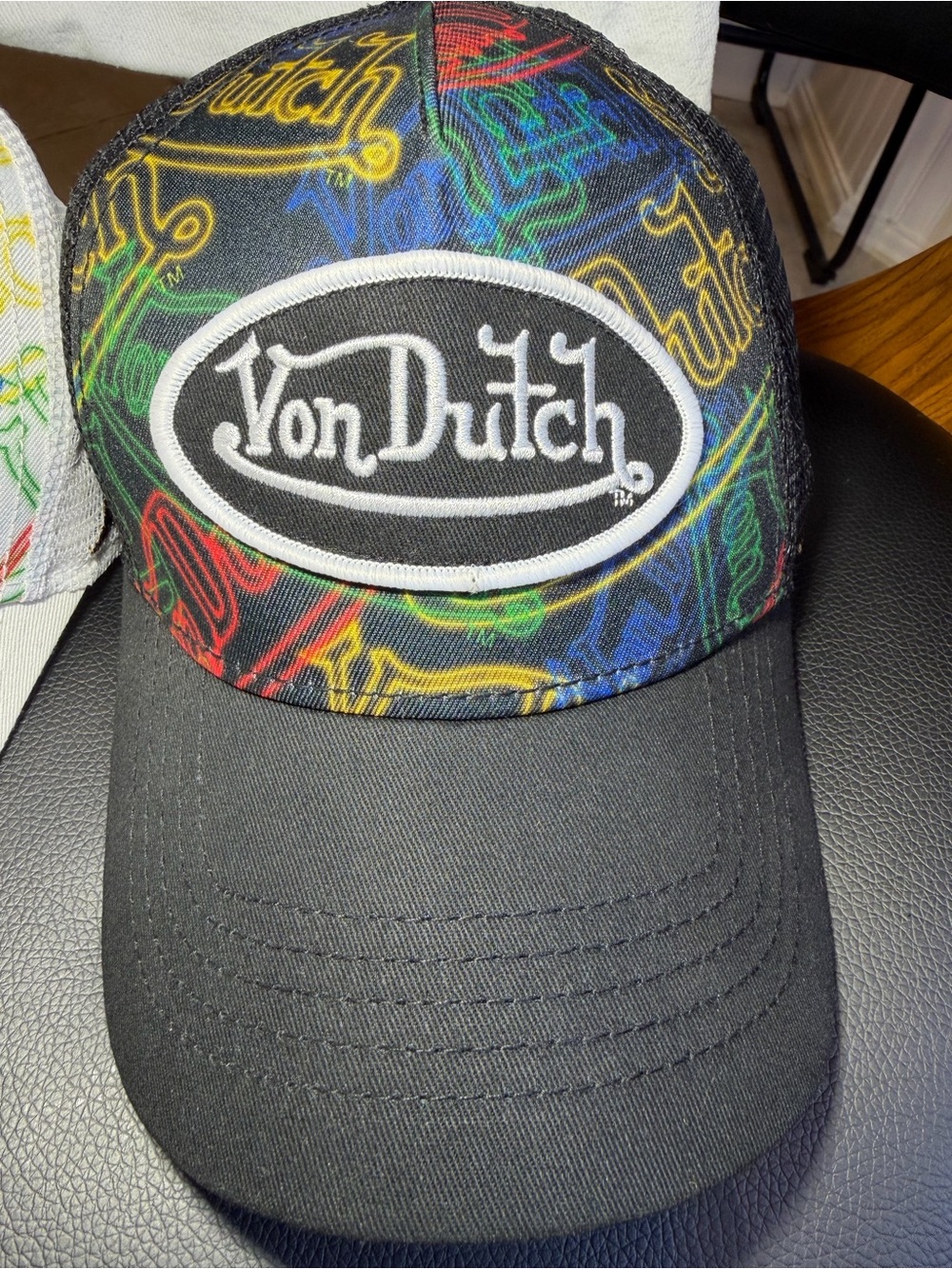 Set Of 2 Von Dutch Flying Eyeball Trucker Hat Black Mesh Snapback Adjustable Cap - Picture 3 of 12